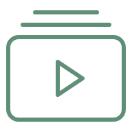 An illustrated icon of a stack of multiple videos